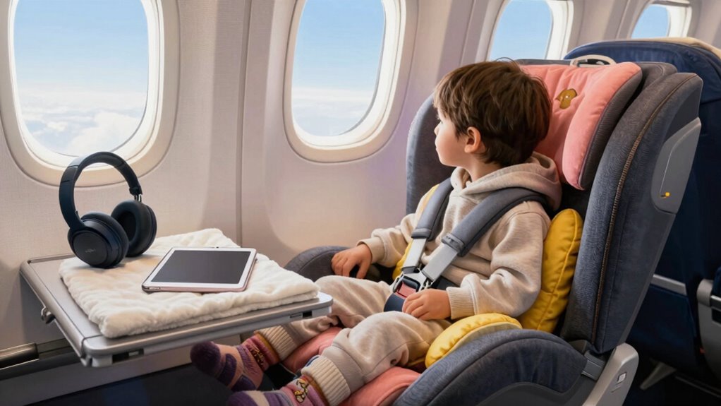 comfortable child travel setup