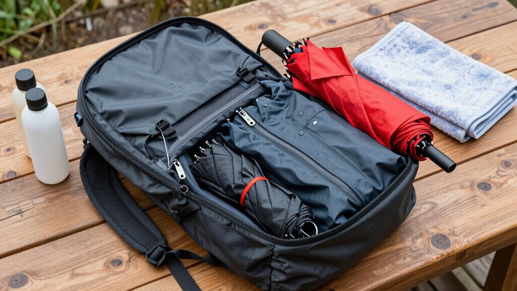 compact rain gear organization