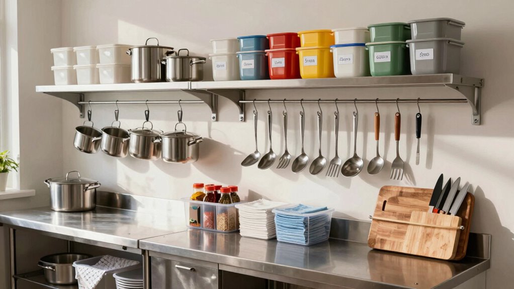 organized camp kitchen storage