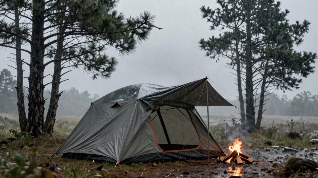 position tent for side protection