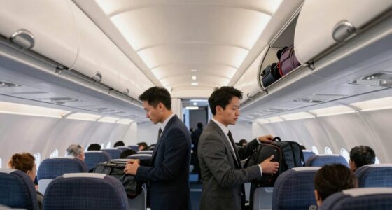 smoothly boarding airplane overhead