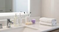 organized hotel bathroom routine