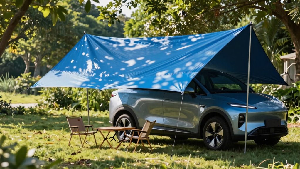 portable weather resistant vehicle awnings